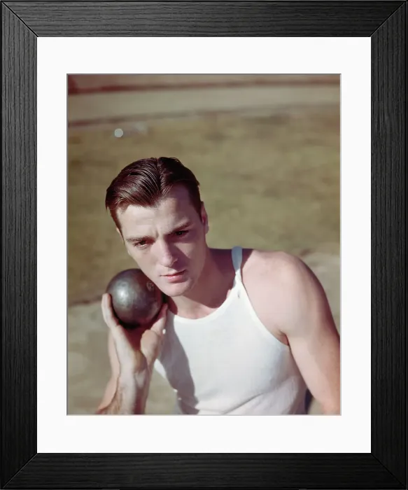 Framed Print : Bob Mathias Holding Shot Put Under Chin Framed Print : Bob Mathias Holding Shot Put Under Chin
