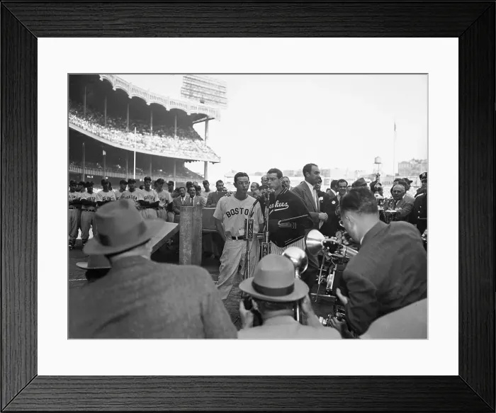 Framed Print : Joe DiMaggio Speaking with Arm Around Brother Framed Print : Joe DiMaggio Speaking with Arm Around Brother