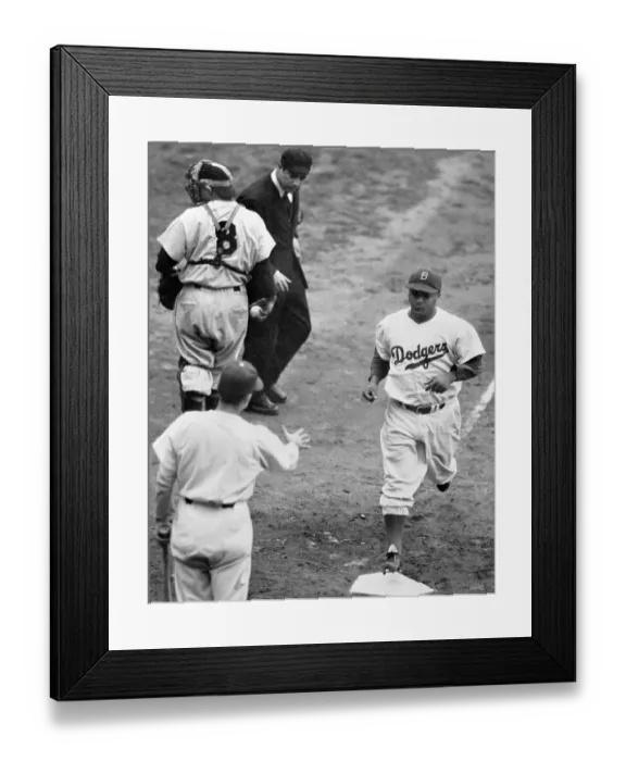 Framed Print : Roy Campanella Crossing Home Plate in World Series Game Framed Print : Roy Campanella Crossing Home Plate in World Series Game