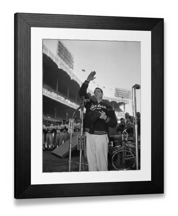 Framed Print : Joe Dimaggio Speaking At Yankee Stadium