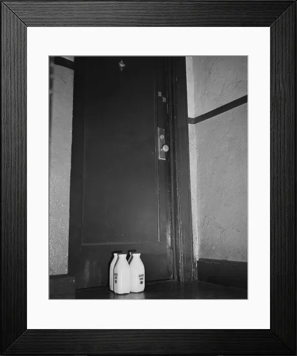 Framed Print : Milk Bottles at Door of Espionage Suspect