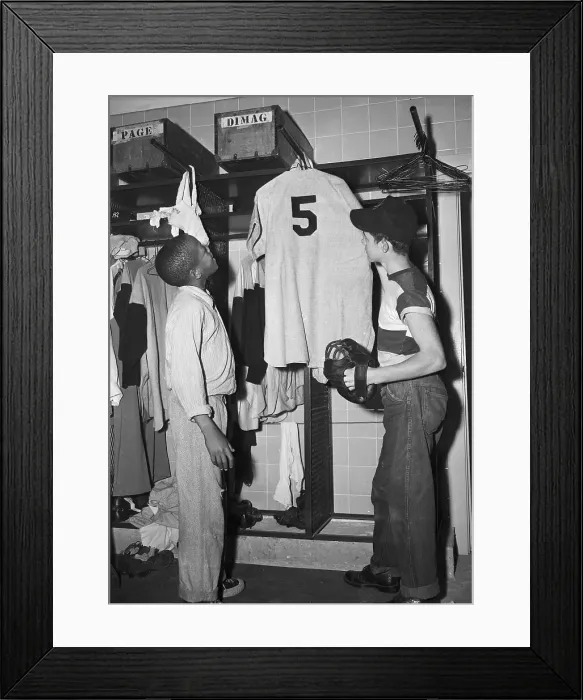 Framed Print : Boys Looking at DiMaggio's Jersey Framed Print : Boys Looking at DiMaggio's Jersey