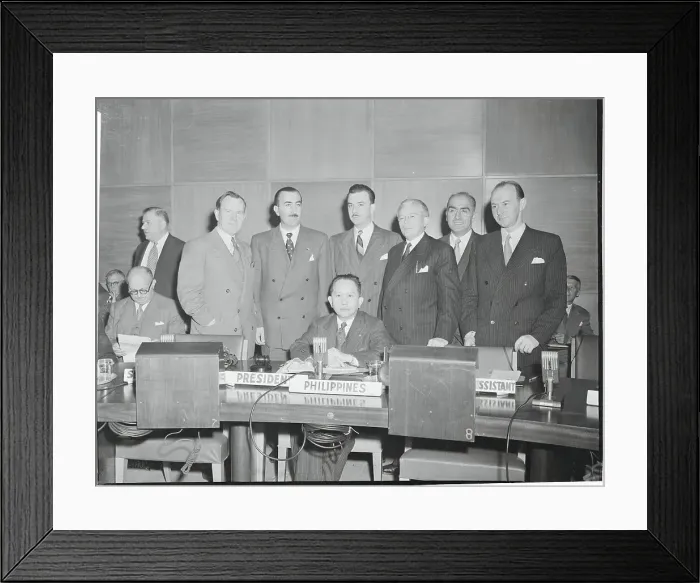 Framed Print : Carlos P. Romulo Posing with UN Members Framed Print : Carlos P. Romulo Posing with UN Members