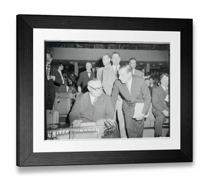 Framed Print : Ernest Bevin with Hector McNeil at UN General Assembly Framed Print : Ernest Bevin with Hector McNeil at UN General Assembly