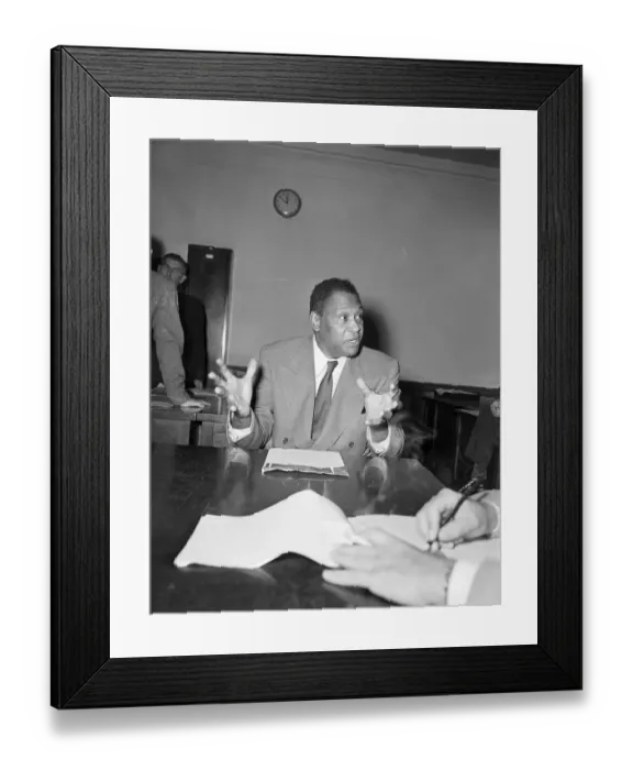 Framed Print : Paul Robeson in Serious Pose During Press Conference Framed Print : Paul Robeson in Serious Pose During Press Conference