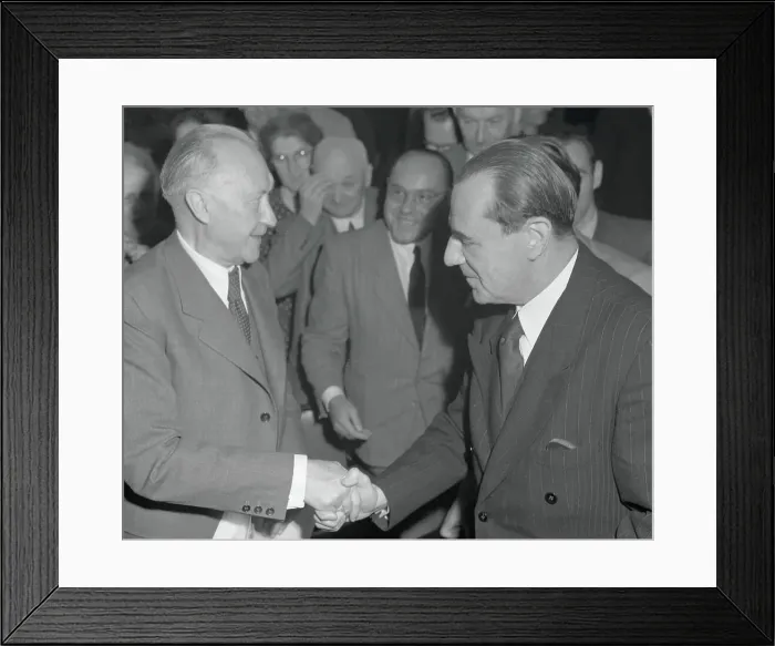 Framed Print : Erich Koehler Shaking Hands with Konrad Adenauer Framed Print : Erich Koehler Shaking Hands with Konrad Adenauer