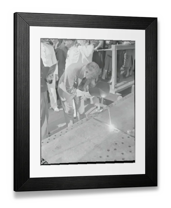 Framed Print : Charles Edison Welding Navy Ship