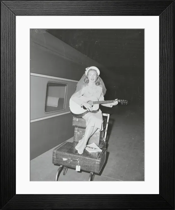 Framed Print : Jeanne Crain Playing the Guitar Framed Print : Jeanne Crain Playing the Guitar