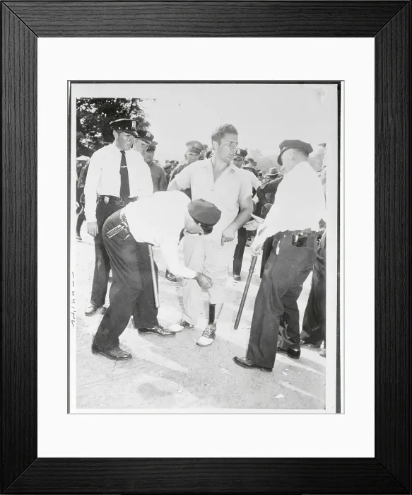 Framed Print : Police Discovering Hidden Weapon on Paul Robeson Concert Goer Framed Print : Police Discovering Hidden Weapon on Paul Robeson Concert Goer
