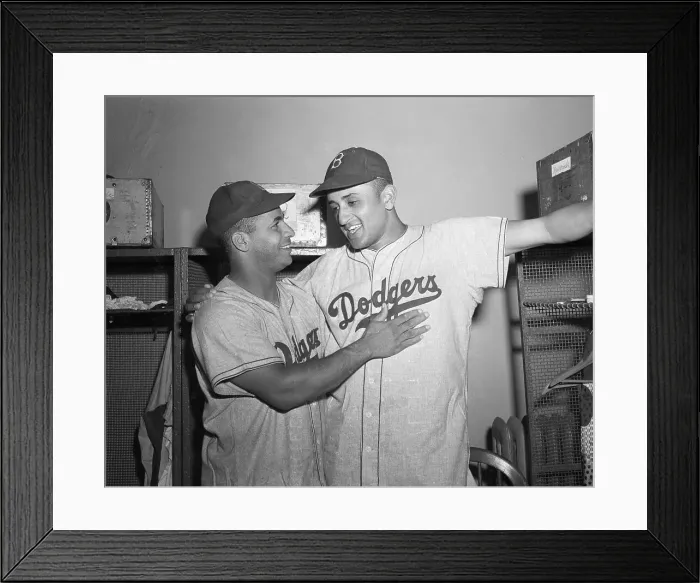 Framed Print : Roy Campanella And Don Newcombe Embrace