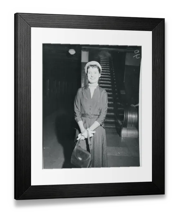 Framed Print : Elisabeth Claiborne Posing Inside Station Framed Print : Elisabeth Claiborne Posing Inside Station