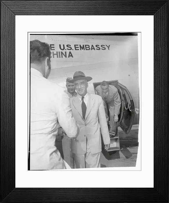 Framed Print : J Leighton Stuart Being Greeted at Airport Framed Print : J Leighton Stuart Being Greeted at Airport