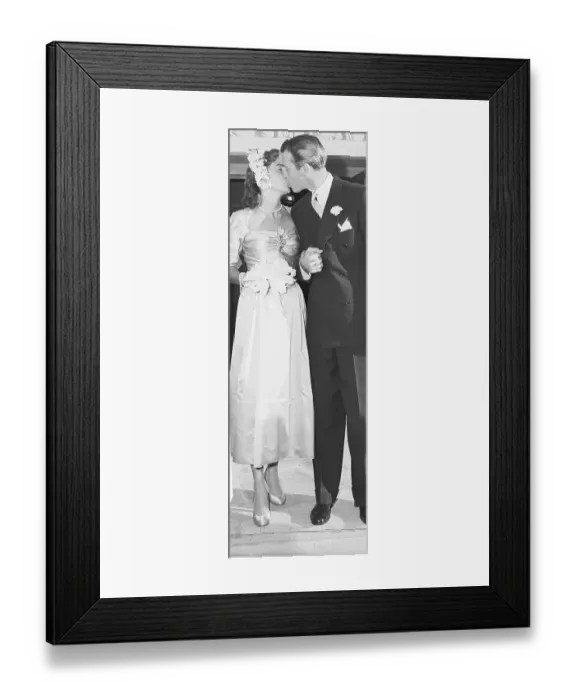 Framed Print : Jimmy Stewart Kissing His New Bride Framed Print : Jimmy Stewart Kissing His New Bride