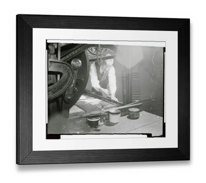 Framed Print : Printer Working on Typeset Machinery Framed Print : Printer Working on Typeset Machinery
