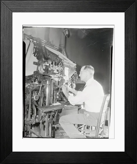 Framed Print : William Sexton Sitting and Working at His Press Framed Print : William Sexton Sitting and Working at His Press