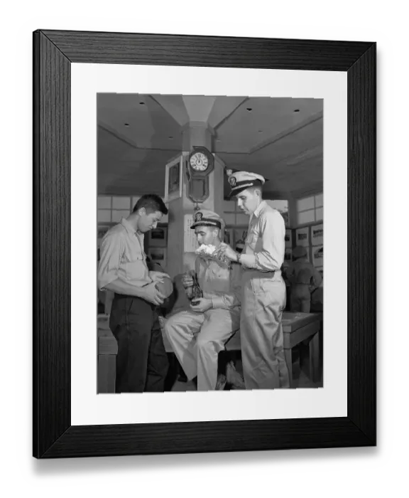 Framed Print : US Ensigns Visiting Nagasaki Museum Framed Print : US Ensigns Visiting Nagasaki Museum