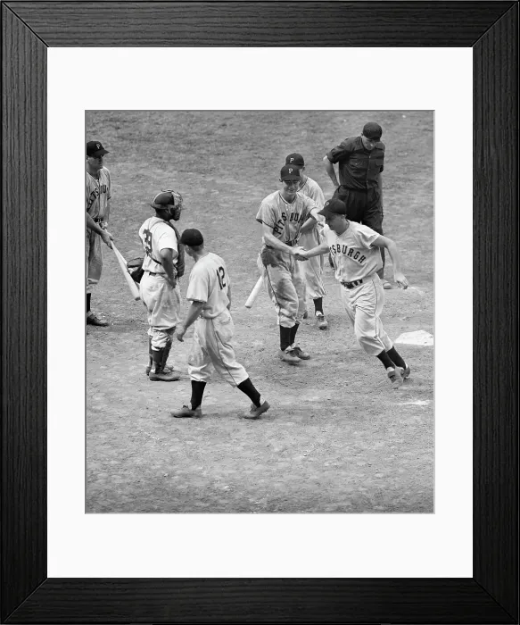 Framed Print : Ralph Kiner Homer Teammates Congratulate Framed Print : Ralph Kiner Homer Teammates Congratulate