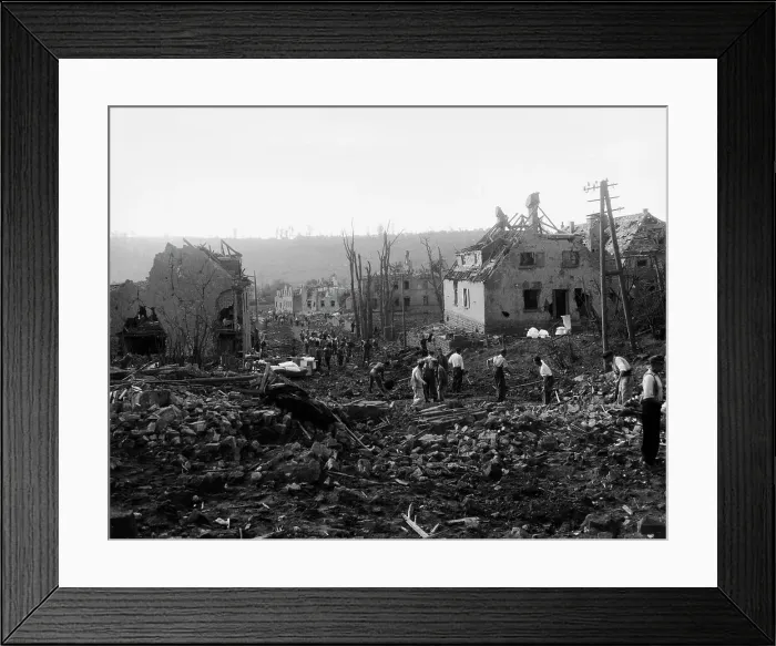 Framed Print : Explosion Devastates German Town Framed Print : Explosion Devastates German Town