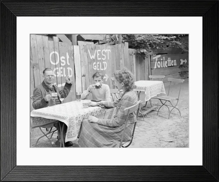 Framed Print : German Patrons at Outdoor Bargain Counter Framed Print : German Patrons at Outdoor Bargain Counter