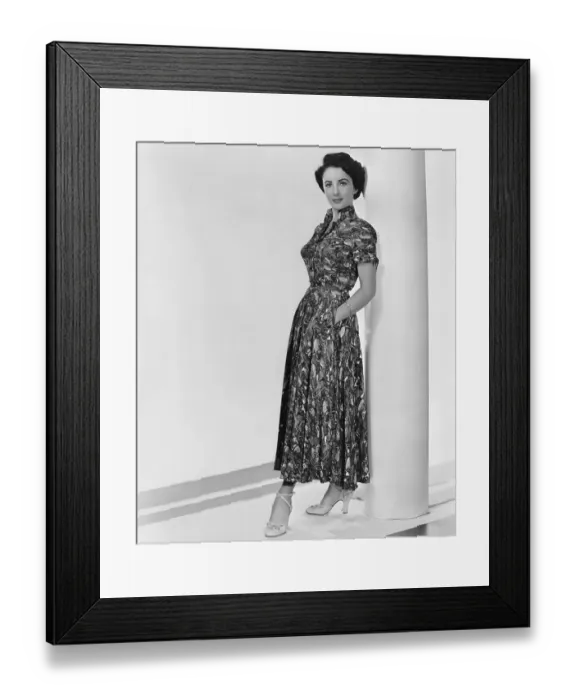 Framed Print : Liz Taylor in Floral Print Dress Framed Print : Liz Taylor in Floral Print Dress