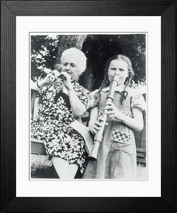 Framed Print : Woman and Girl Playing Recorders
