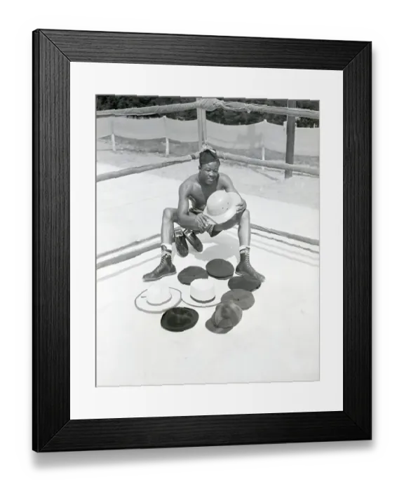 Framed Print : Kid Gavilan Poses In Hat and Gloves Framed Print : Kid Gavilan Poses In Hat and Gloves