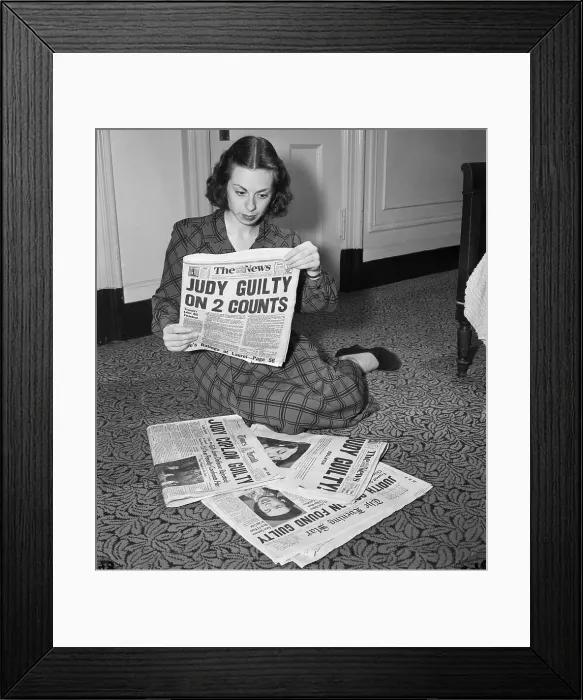 Framed Print : Judith Coplon Reading Articles on Her Conviction Framed Print : Judith Coplon Reading Articles on Her Conviction