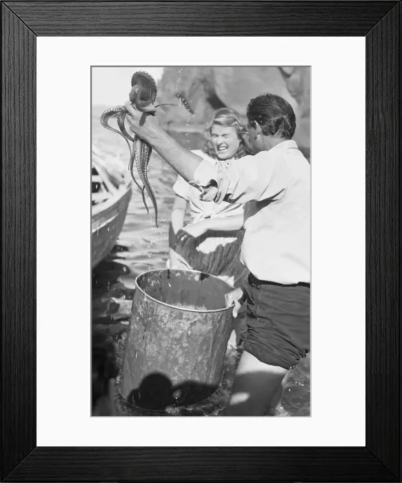 Framed Print : Ingrid Bergman Cringing at Sight of Octopus Framed Print : Ingrid Bergman Cringing at Sight of Octopus
