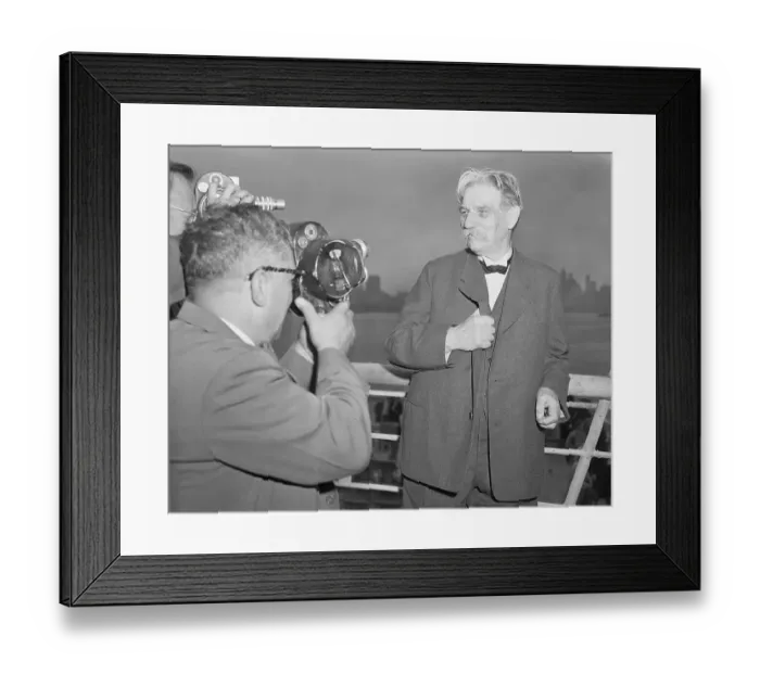 Framed Print : Cameramen Filming Dr. Albert Schweitzer Aboard Ship