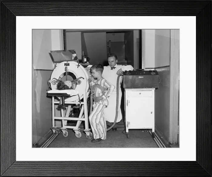 Framed Print : Child And Woman In Iron Lungs Framed Print : Child And Woman In Iron Lungs