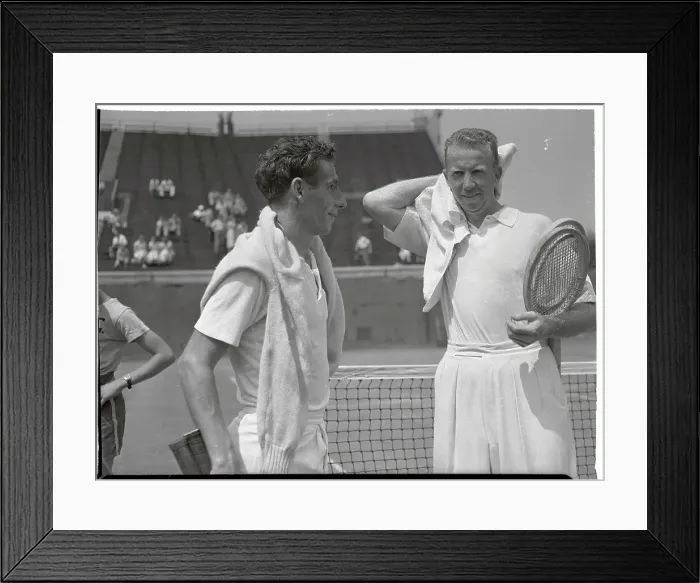 Framed Print : Don Budge and Robert Dively Toweling Off at Net Framed Print : Don Budge and Robert Dively Toweling Off at Net