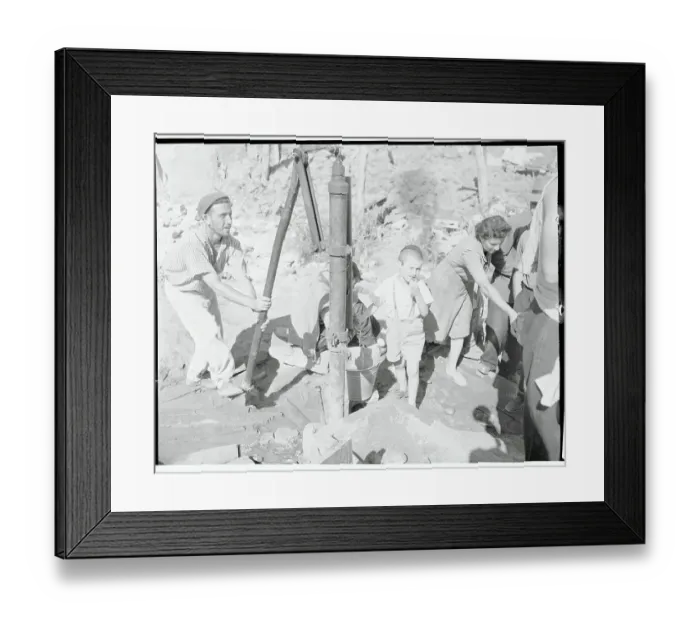 Framed Print : Hassidim Pumps Water from Well Framed Print : Hassidim Pumps Water from Well