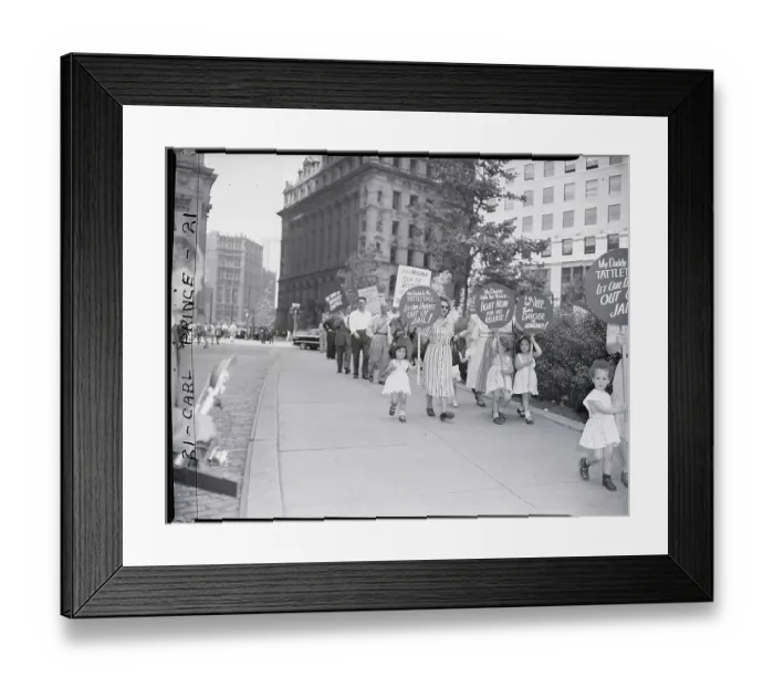 Framed Print : Picketers Protesting Hiss Trial Framed Print : Picketers Protesting Hiss Trial