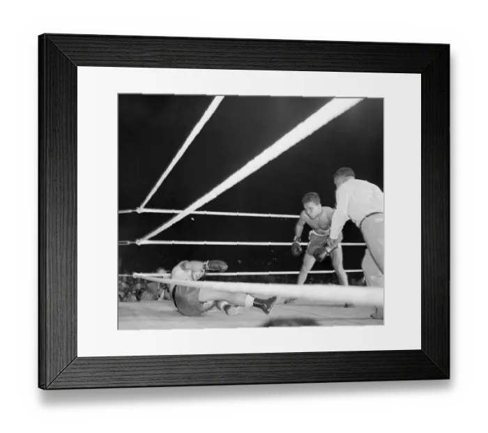 Framed Print : Marcel Cerdan and Jake LaMotta in Boxing Action