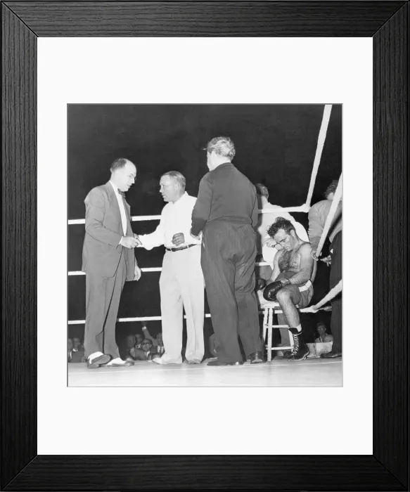 Framed Print : Marcel Cerdan in Corner After Defeat Framed Print : Marcel Cerdan in Corner After Defeat