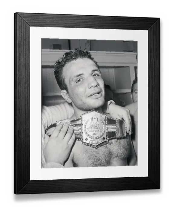 Framed Print : Boxer Jake Lamotta with Middleweight Championship Belt Framed Print : Boxer Jake Lamotta with Middleweight Championship Belt