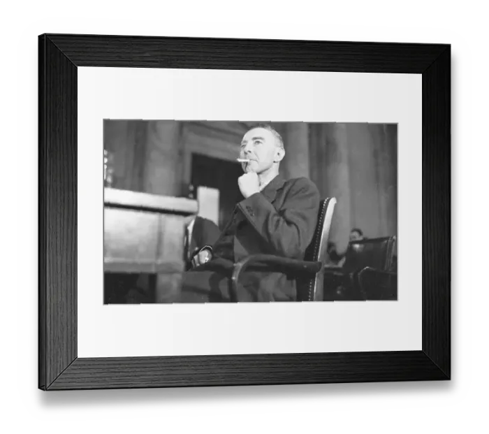 Framed Print : J. Robert Oppenheimer Smoking at Congressional Hearing Framed Print : J. Robert Oppenheimer Smoking at Congressional Hearing