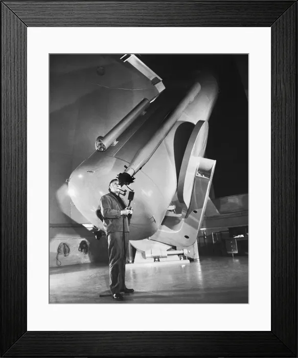 Framed Print : Dr. Hubble Looks Through Schmidt Telescope Framed Print : Dr. Hubble Looks Through Schmidt Telescope