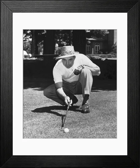 Framed Print : Sam Snead Lining Up a Putt Framed Print : Sam Snead Lining Up a Putt