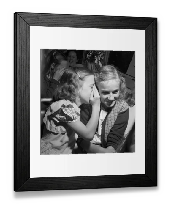 Framed Print : Girls Whisper A Secret On School Bus
