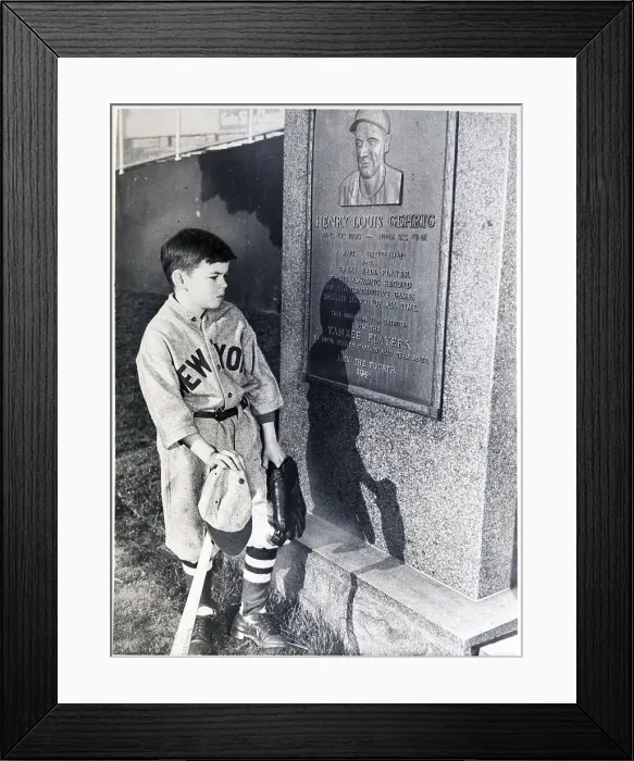 Framed Print : Child At Memorial For Lou Gehrig Framed Print : Child At Memorial For Lou Gehrig