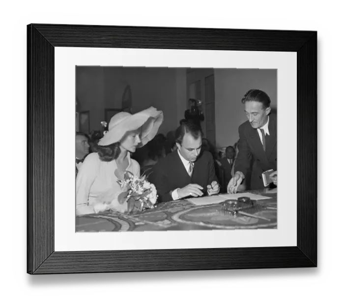 Framed Print : Prince Aly Khan Signing Official Register Framed Print : Prince Aly Khan Signing Official Register