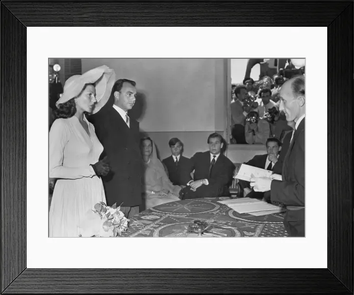 Framed Print : Rita Hayworth and Aly Khan During Wedding Ceremony Framed Print : Rita Hayworth and Aly Khan During Wedding Ceremony