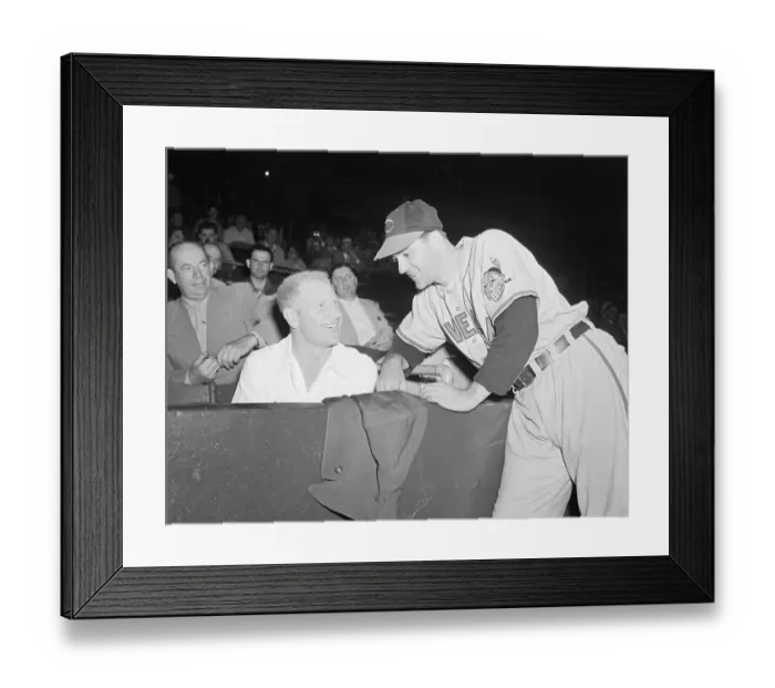Framed Print : Bill Veck and Lou Boudreau of Cleveland Indians Conversing Framed Print : Bill Veck and Lou Boudreau of Cleveland Indians Conversing