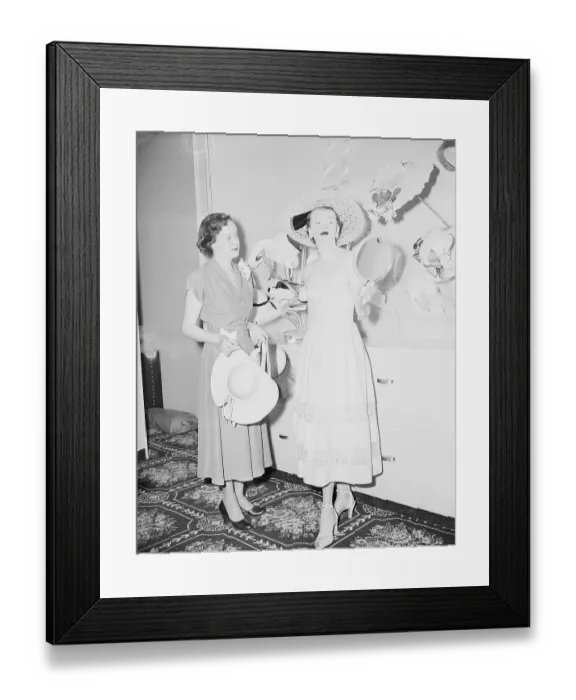 Framed Print : Woman Trying On Hat At Bloomingdale'S Framed Print : Woman Trying On Hat At Bloomingdale'S