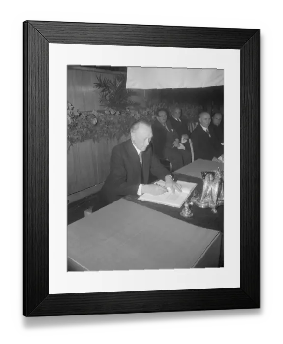 Framed Print : Konrad Adenauer signs ratification Framed Print : Konrad Adenauer signs ratification