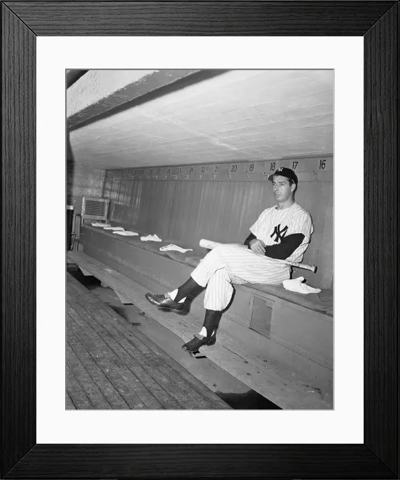 Framed Print : Joe DiMaggio in Dugout Framed Print : Joe DiMaggio in Dugout