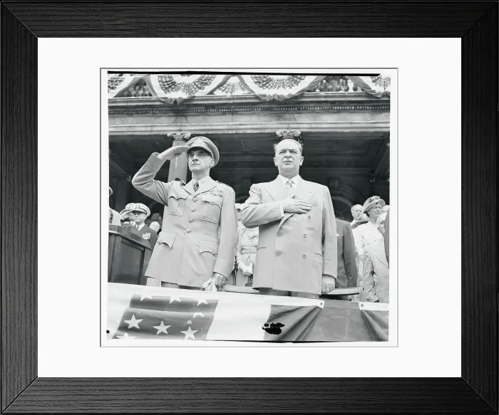 Framed Print : General Clay and William O'Dwyer Saluting Framed Print : General Clay and William O'Dwyer Saluting