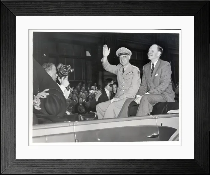 Framed Print : Lucius D. Clay Waving In Parade In Ny Framed Print : Lucius D. Clay Waving In Parade In Ny