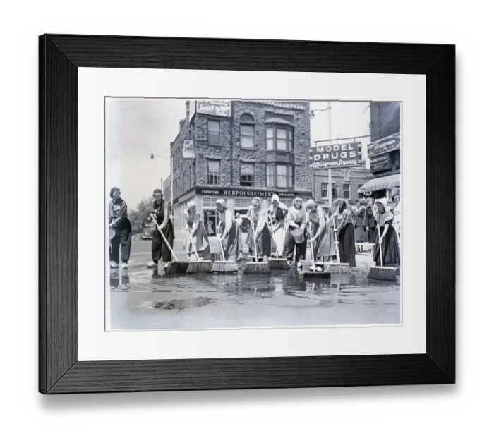 Framed Print : Women In Dutch Costume Washing Streets